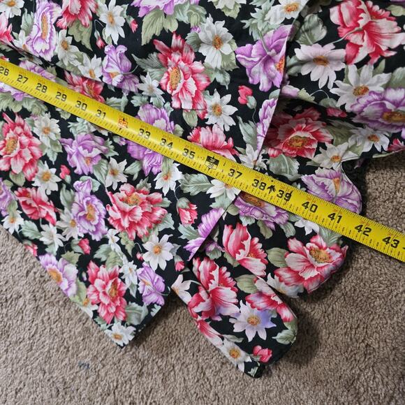 Vtg Floral Peasant Midi Dress Sz Small Collar Cottage Prairie Puff Sleeve Ruffle - Picture 11 of 12